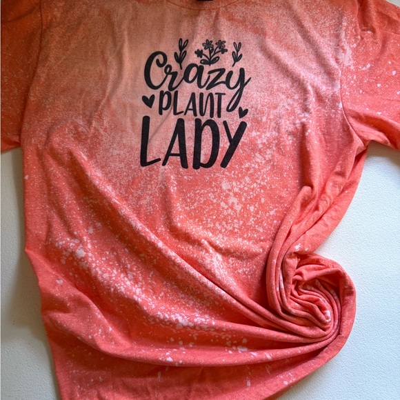 Bleach Stained Crazy Plant Lady Graphic T-Shirt - Picture 1 of 1